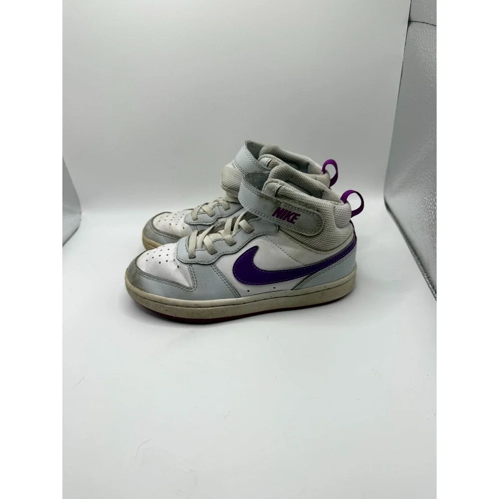 Nike Court Borough Mid 2 PS CD7783-009 Kid 13 Pure Platinum Purple Leather Shoes